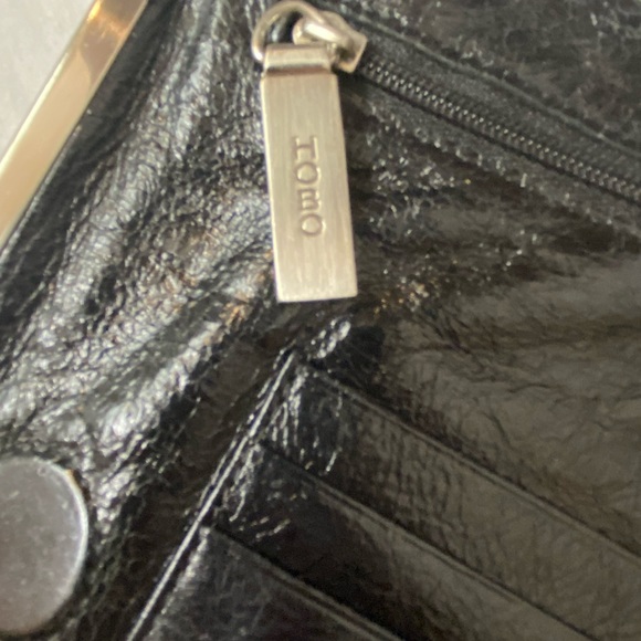 Hobo International Leather DOUBLE FRAME Clutch Wallet Black Silver Trim. - Picture 3 of 8